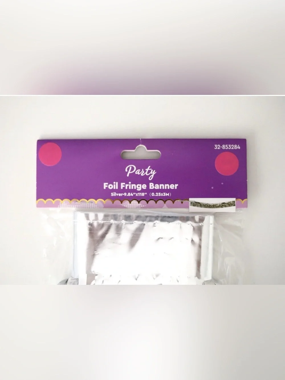 Silver Metallic Party Foil Fringe Banner Garland– Party Decoration, 9.84”x118”